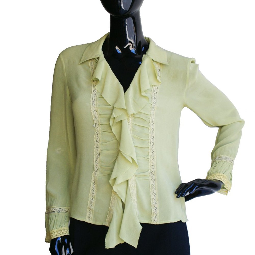 Max Studio Chartreuse Blouse Size S - image 1
